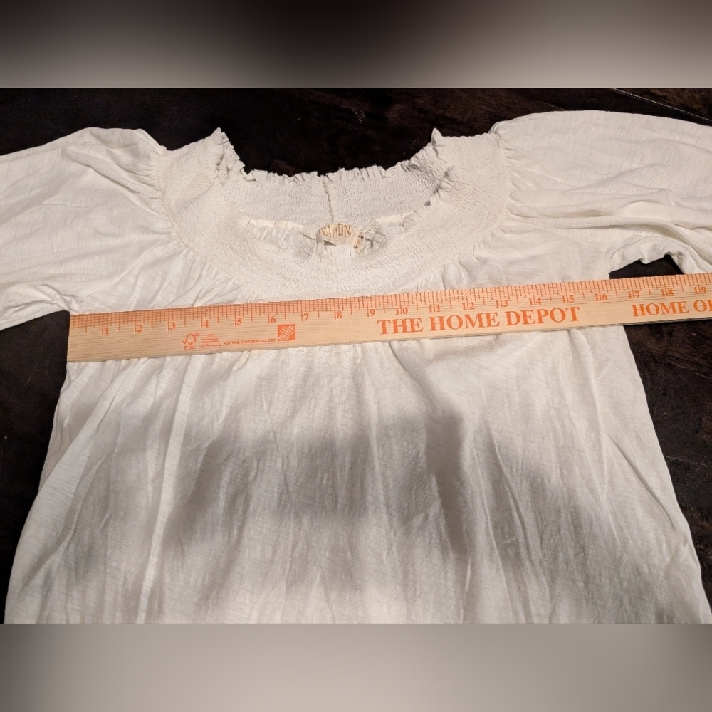 Nation LTD Off The Shoulder Puff Sleeve Blouse, Womens M, Cream - Picture 3 of 6